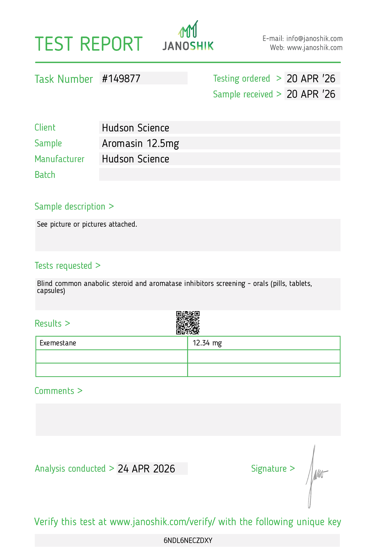 AROMASIN 12.5MG X 50 - (Certificate of Analysis, Second Image) - Image 3