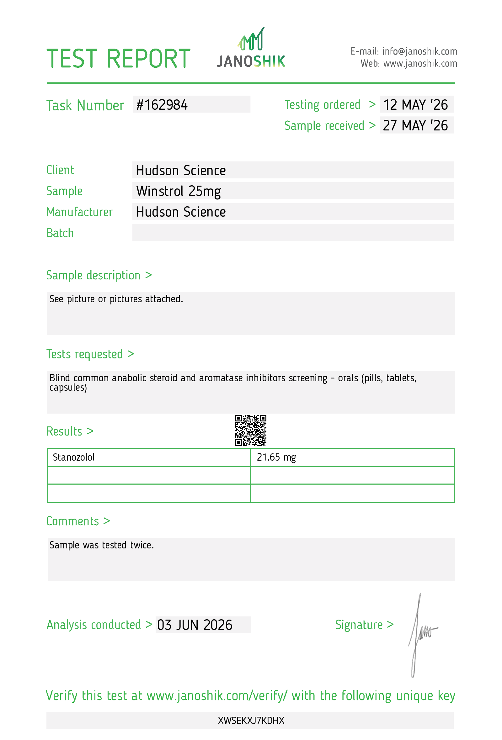 STANOZOLOL (WINSTROL) 25MG X 50 - (Certificate of Analysis, Second Image ) - Image 3