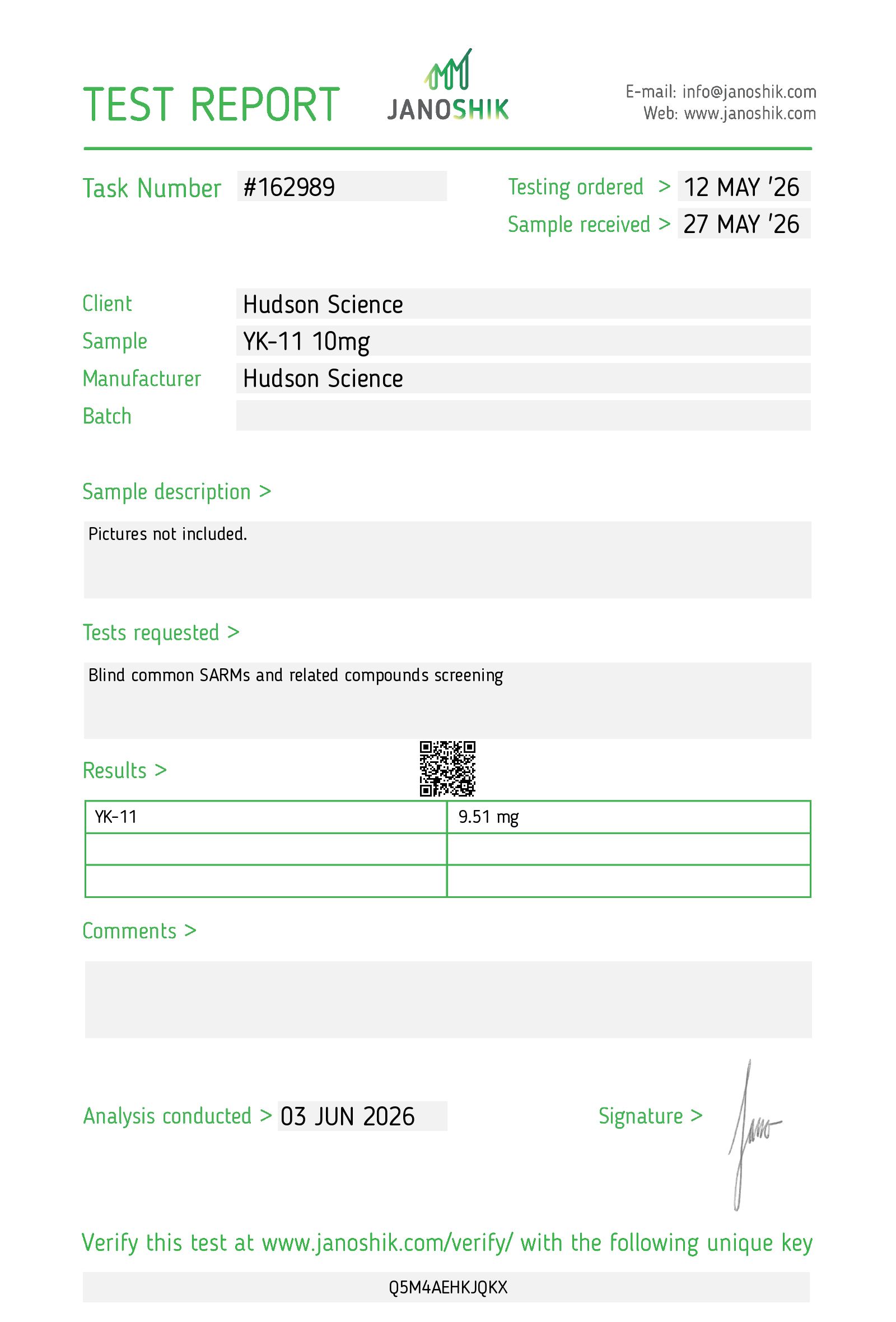 YK-11 10MG X 50 - (Certificate of Analysis, Second Image) - Image 3